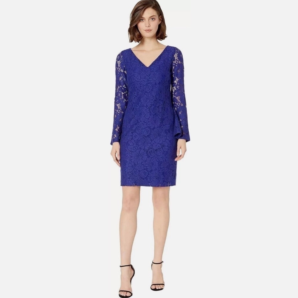 Ralph Lauren Garden Floral Lace Fresy Bell Sleeve Dress Size 4